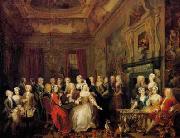 William Hogarth The Assembly at Wanstead House. Earl Tylney and family in foreground china oil painting artist